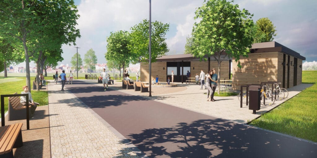 Budoucí podoba Svitavy po dokončení protipovodňových opatření v etapách IX, X a XI. Zpracovatel projektové dokumentace: společnost „SVRATKA, AQUATIS – ŠINDLAR – A PLUS“ a to ve složení firem AQUATIS a.s., ŠINDLAR s.r.o. a A PLUS a.s. Autor vizualizací: Ing. arch. Miroslav Korbička