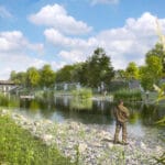 Budoucí podoba Svratky po dokončení protipovodňových opatření v etapách IX, X a XI. Zpracovatel projektové dokumentace: společnost „SVRATKA, AQUATIS – ŠINDLAR – A PLUS“ a to ve složení firem AQUATIS a.s., ŠINDLAR s.r.o. a A PLUS a.s. Autor vizualizací: Ing. arch. Miroslav Korbička